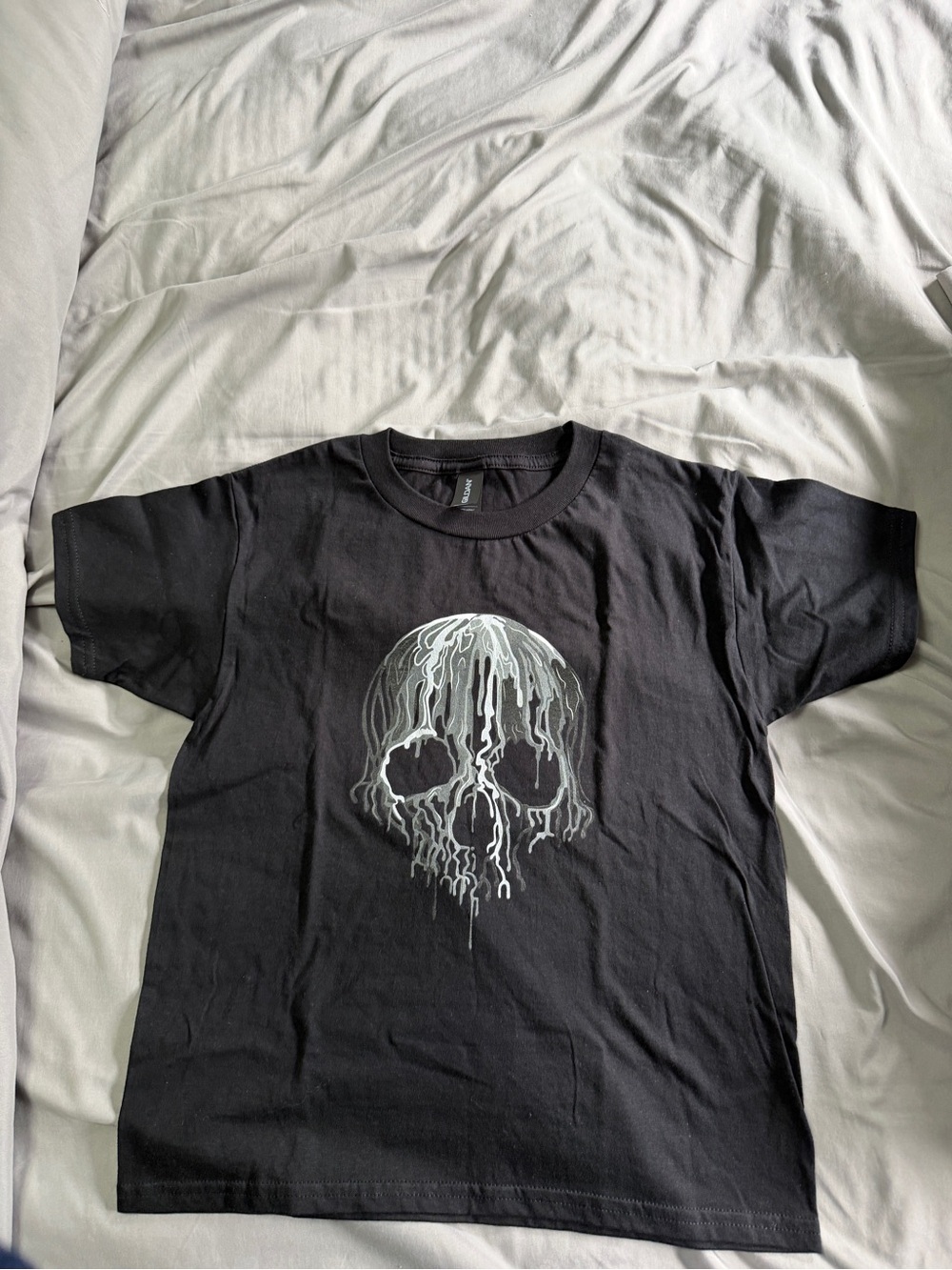 Gildan Black Kids Dripping Skull Graphic Tee